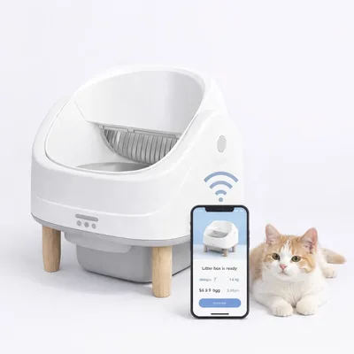 Open-Top Self Cleaning Smart Cat Litter Box APP Control Dual Safety Sensors 70L