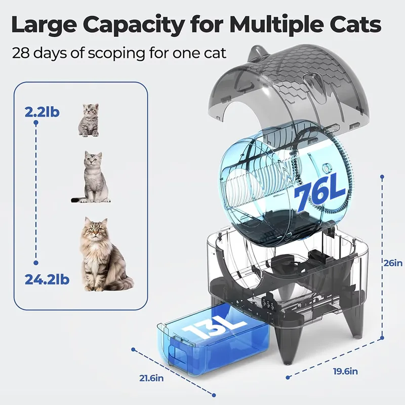 OEM Automatic Self Cleaning Cat Litter Box Smart APP Controlled Odor Free - detail