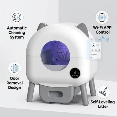 OEM Automatic Self Cleaning Cat Litter Box Smart APP Controlled Odor Free