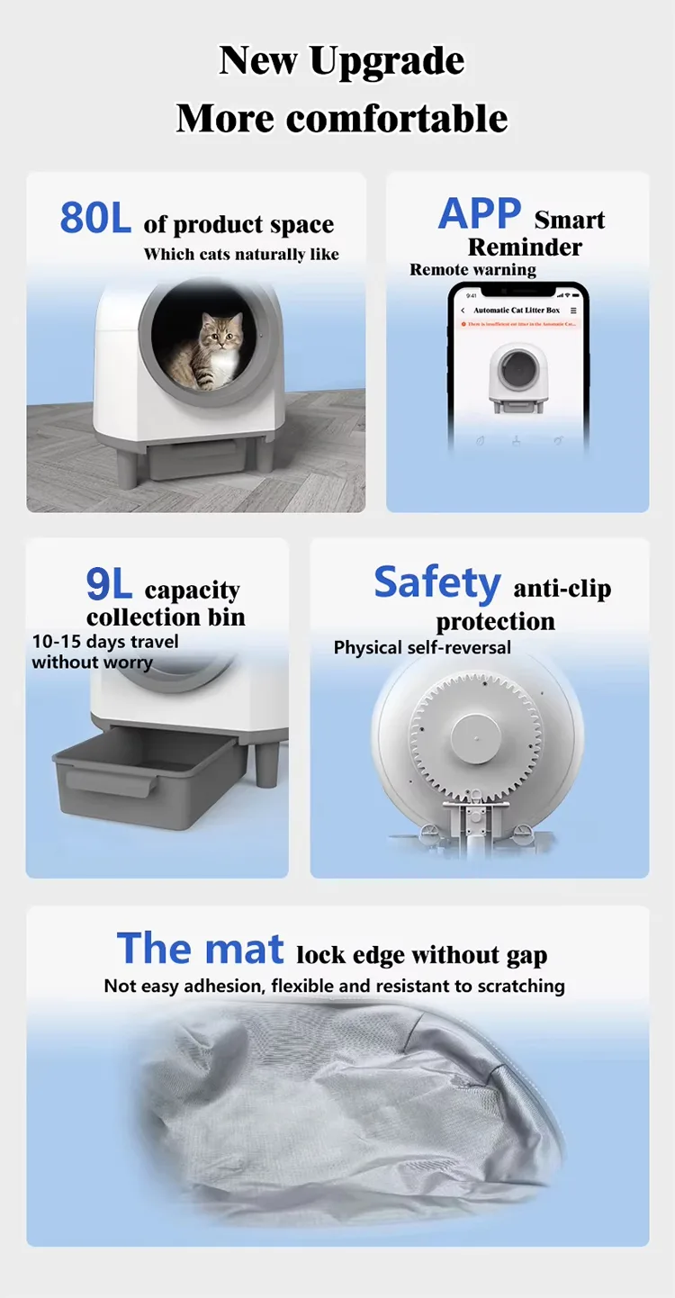 New Automatic Cat Litter Box APP Control Odor Removal Smart Cat Toilet Self Cleaning - detail