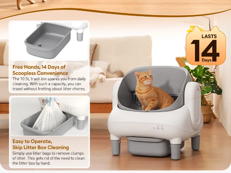 Automatic Self-Cleaning Smart Cat Litter Box 35L Plastic Drum Safety Protection - detail