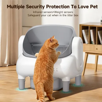 Automatic Self-Cleaning Smart Cat Litter Box 35L Plastic Drum Safety Protection