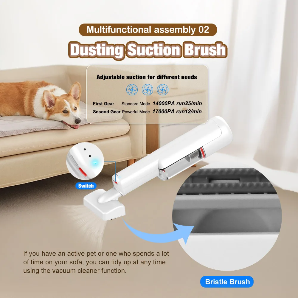 Rechargeable Cordless Pet Hair Grooming Vacuum Slicker Brush BLDC for Dog Cat - detail