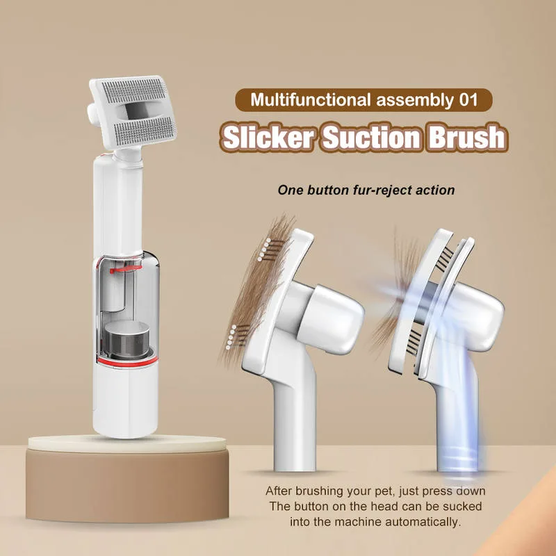 Rechargeable Cordless Pet Hair Grooming Vacuum Slicker Brush BLDC for Dog Cat
