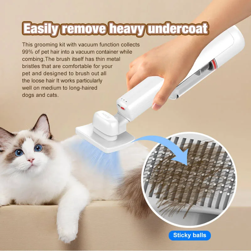 Rechargeable Cordless Pet Hair Grooming Vacuum Slicker Brush BLDC for Dog Cat