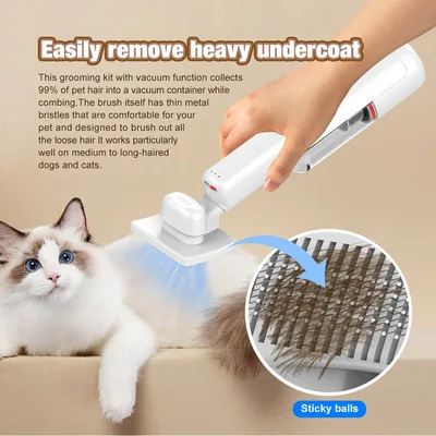 Rechargeable Cordless Pet Hair Grooming Vacuum Slicker Brush BLDC for Dog Cat