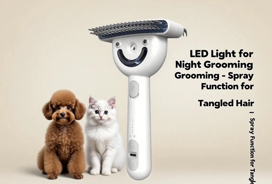 Pet Steam Brush Double-Sided Rechargeable Grooming Massage Brush Two Spray Levels - detail