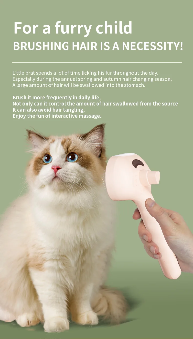 Portable Steam Cat Comb Brush Pet Hair Remover Deshedding Grooming Tool - detail