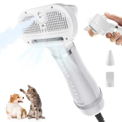 3 in 1 Rechargeable Pet Hair Steam Brush Deshedding Tool for Cats and Dogs