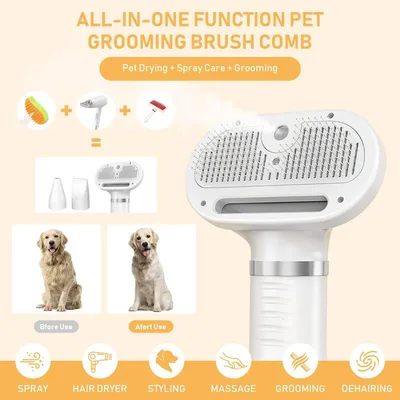 3 in 1 Rechargeable Pet Hair Steam Brush Deshedding Tool for Cats and Dogs