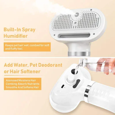 3 in 1 Rechargeable Pet Hair Steam Brush Deshedding Tool for Cats and Dogs