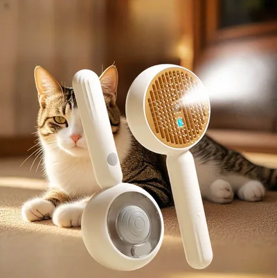 Custom Logo Electric Spray Cat Brush Self Cleaning Dog Grooming Brush