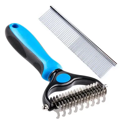 Self-Cleaning Deshedding Massage Brush Dematting Comb Groom Kit for Dogs Cats