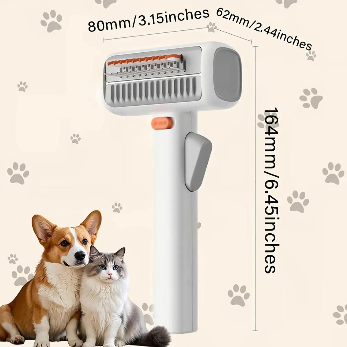 2-in-1 Pet Grooming Brush Detangler Comb One-Click Clean Deshedding Tool - detail