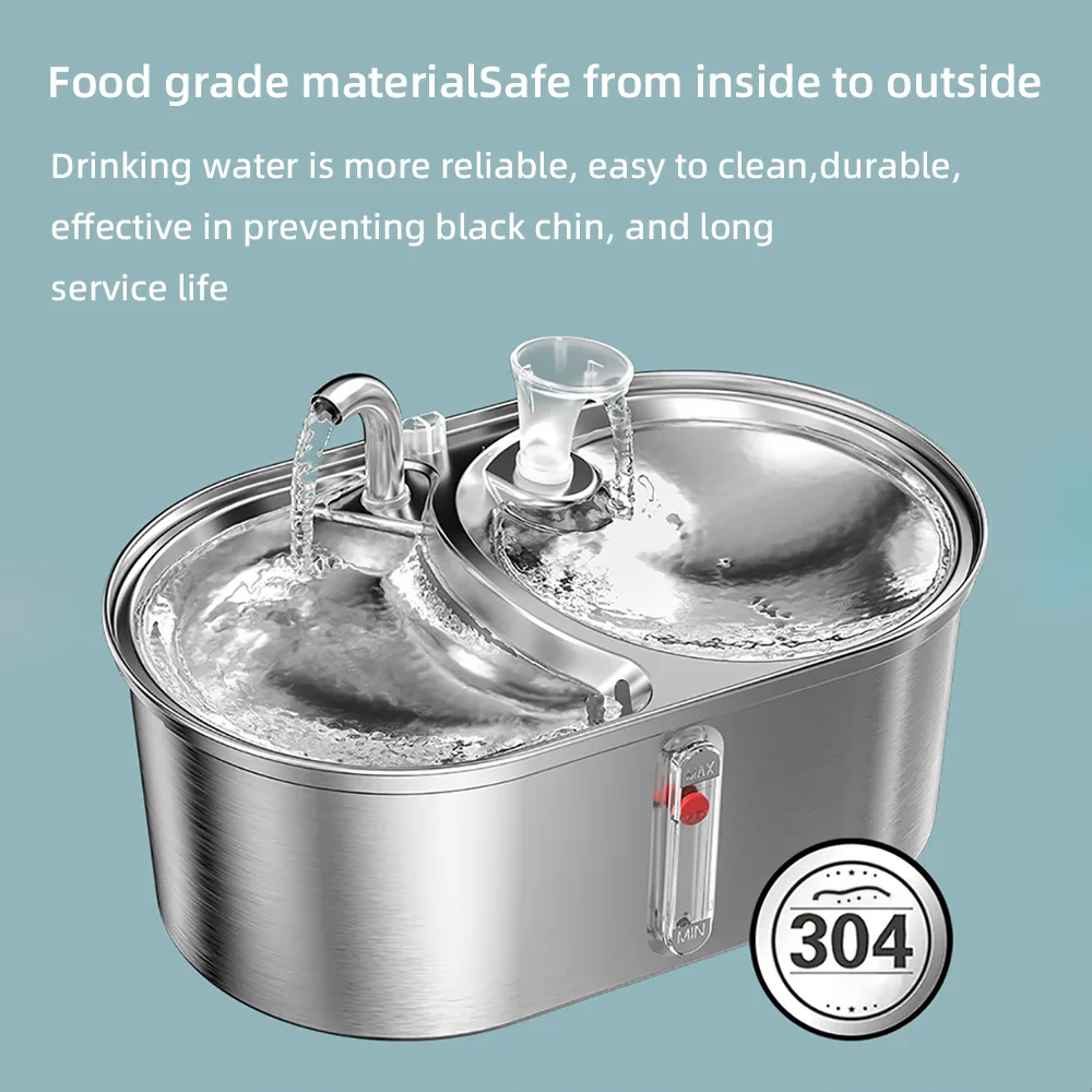 3.2L Stainless Steel Pet Water Dispenser Automatic IPX5 Waterproof USB Rechargeable - detail