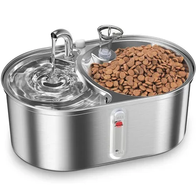 3.2L Stainless Steel Pet Water Dispenser Automatic IPX5 Waterproof USB Rechargeable