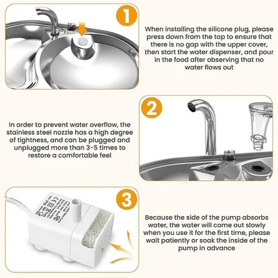 3.2L Stainless Steel Pet Water Dispenser Automatic IPX5 Waterproof USB Rechargeable