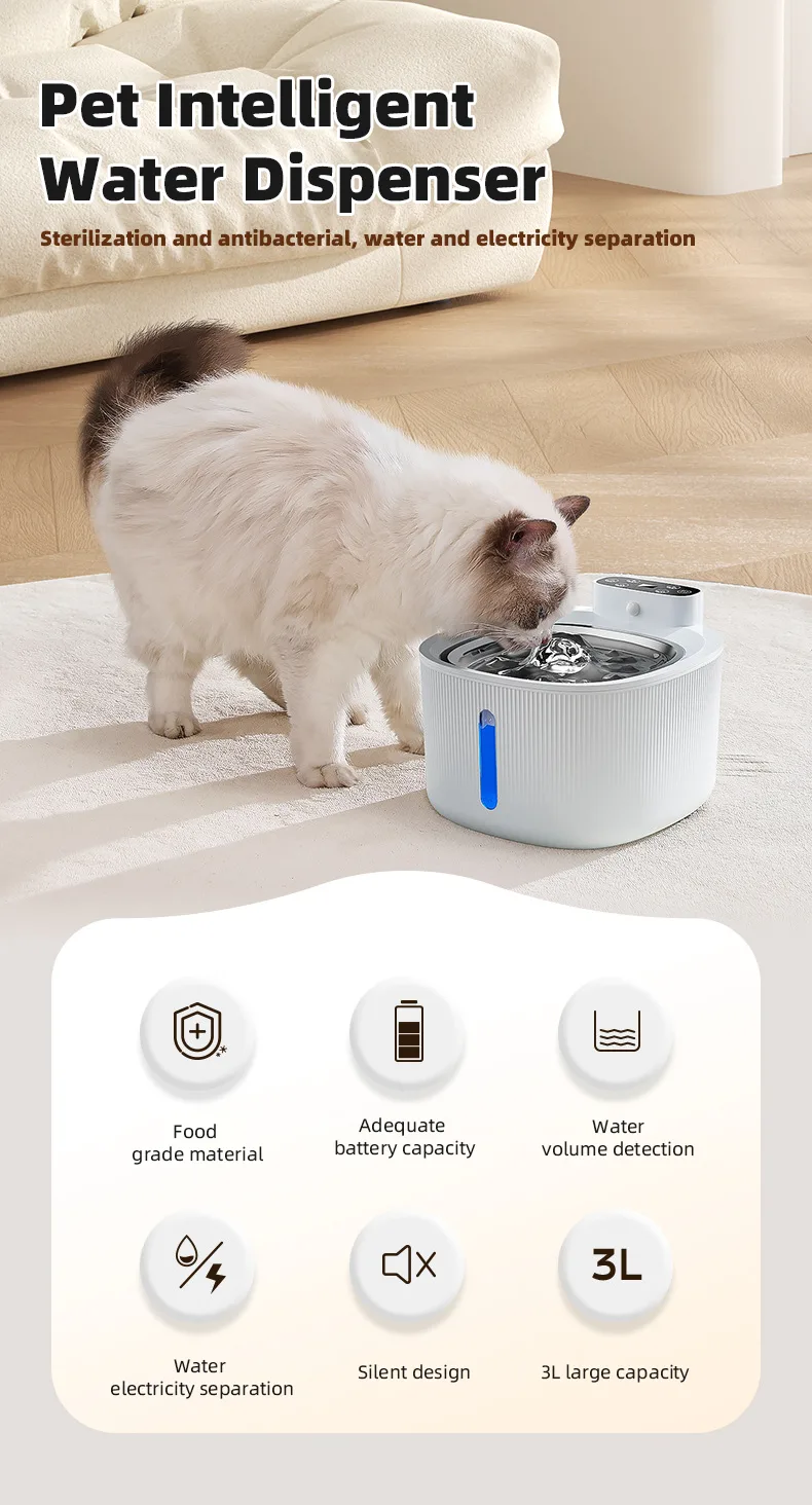 Large Capacity Smart Pet Drinking Fountain Automatic Cat Water Dispenser - detail