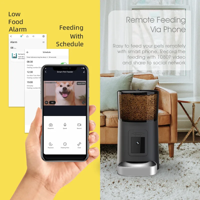 OEM Private Label Smart Pet Feeder 6L with Camera Remote Control Cat Dog - detail