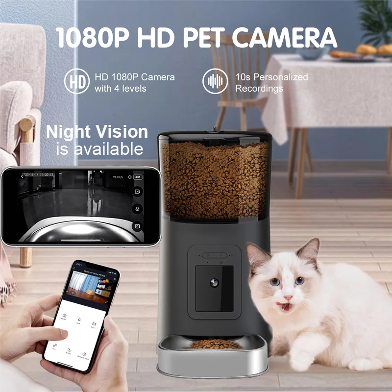 OEM Private Label Smart Pet Feeder 6L with Camera Remote Control Cat Dog - detail