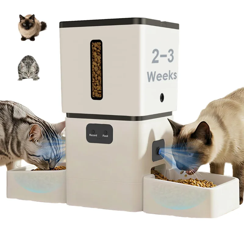 6L Smart WiFi Pet Feeder HD Camera Voice Recording Double Bowls Automatic
