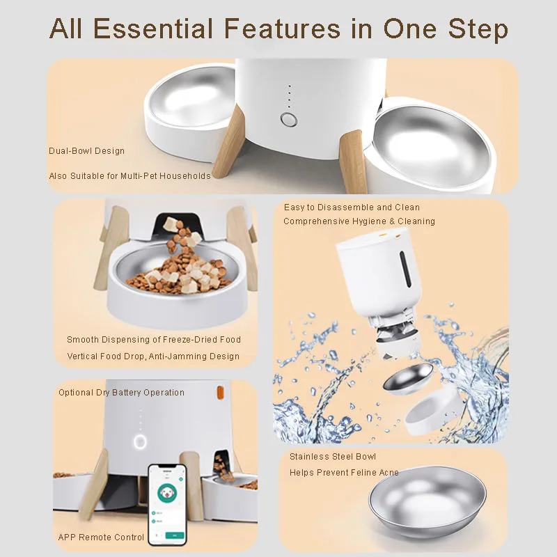 Smart Pet Feeder 5L Large Capacity WiFi APP Control Dry Food Dispenser