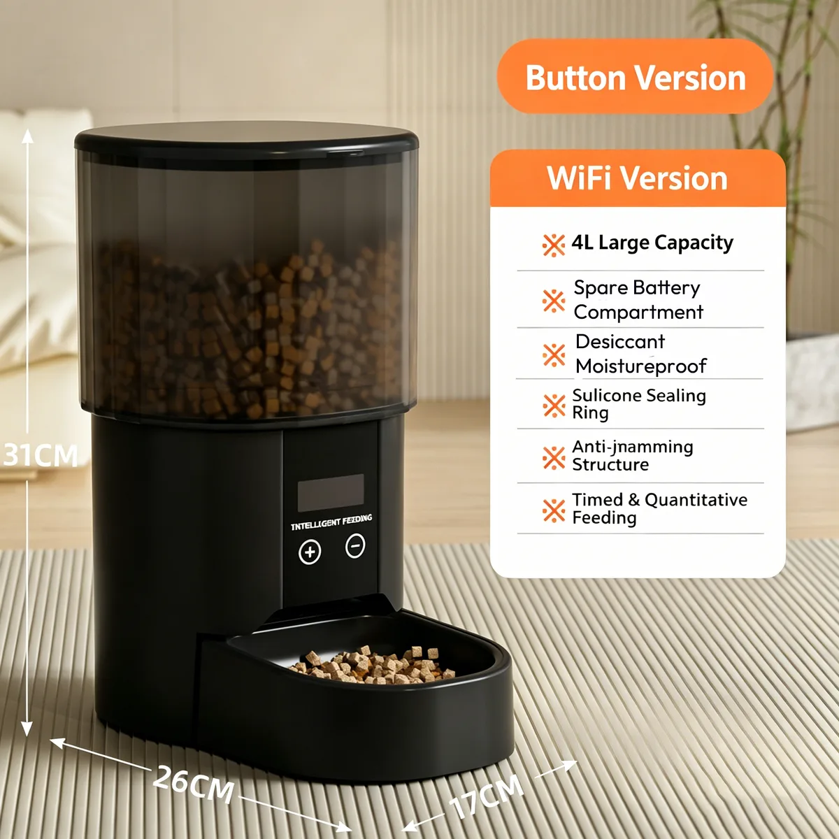 4L Automatic Pet Food Dispenser 360° Freshness Lock Tuya APP Control