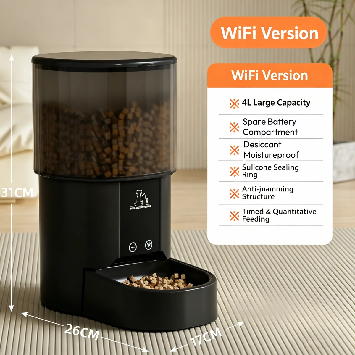 4L Automatic Pet Food Dispenser 360° Freshness Lock Tuya APP Control