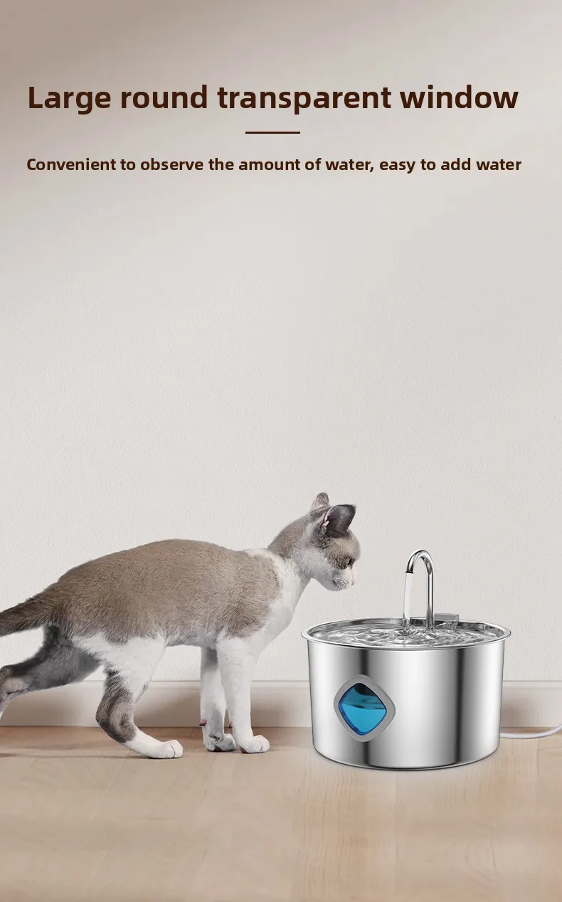 3.2L All-Stainless Steel Pet Water Dispenser Automatic Cat Dog Drinking Fountain - detail