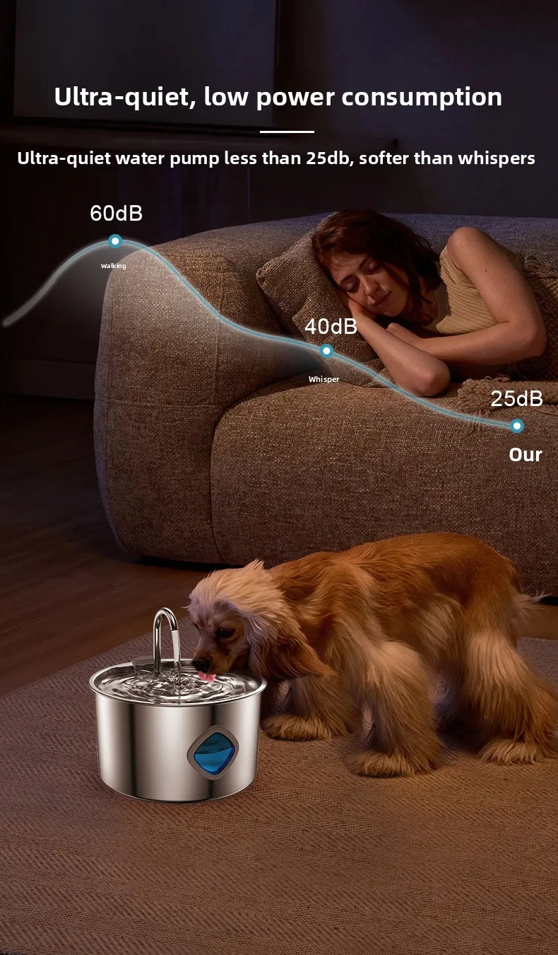 3.2L All-Stainless Steel Pet Water Dispenser Automatic Cat Dog Drinking Fountain - detail