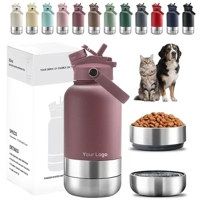 3 in 1 Portable Pet Travel Water Bottle Stainless Steel Insulated Dog Water Bottle