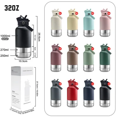 3 in 1 Portable Pet Travel Water Bottle Stainless Steel Insulated Dog Water Bottle