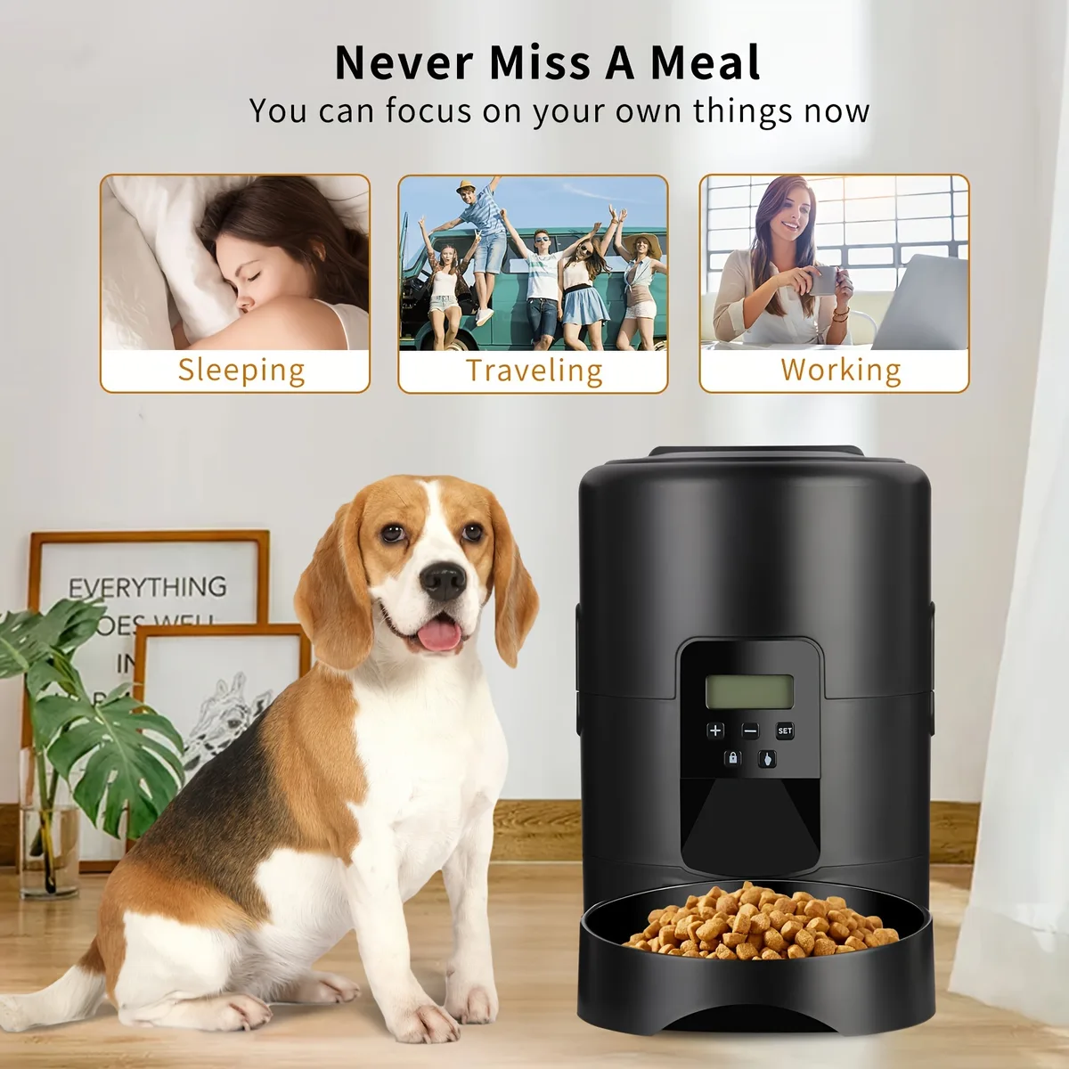 2L Smart Pet Feeder Auto Cat Food Dispenser Dry Food Bowl Button Control - detail