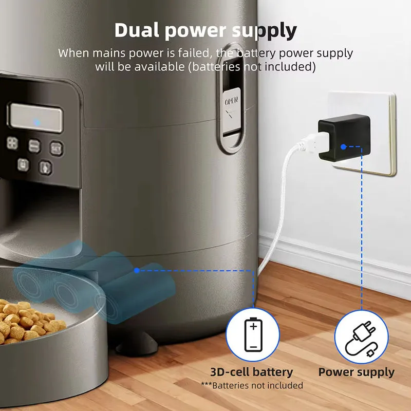 2L Smart Pet Feeder Auto Cat Food Dispenser Dry Food Bowl Button Control