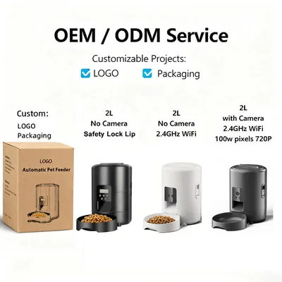 2L Smart Pet Feeder Auto Cat Food Dispenser Dry Food Bowl Button Control