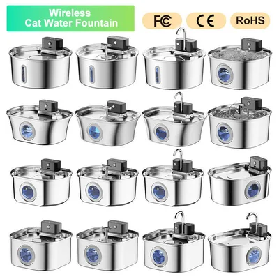 3.2L Stainless Steel Wireless Cat Water Fountain 4000mAh Battery Automatic