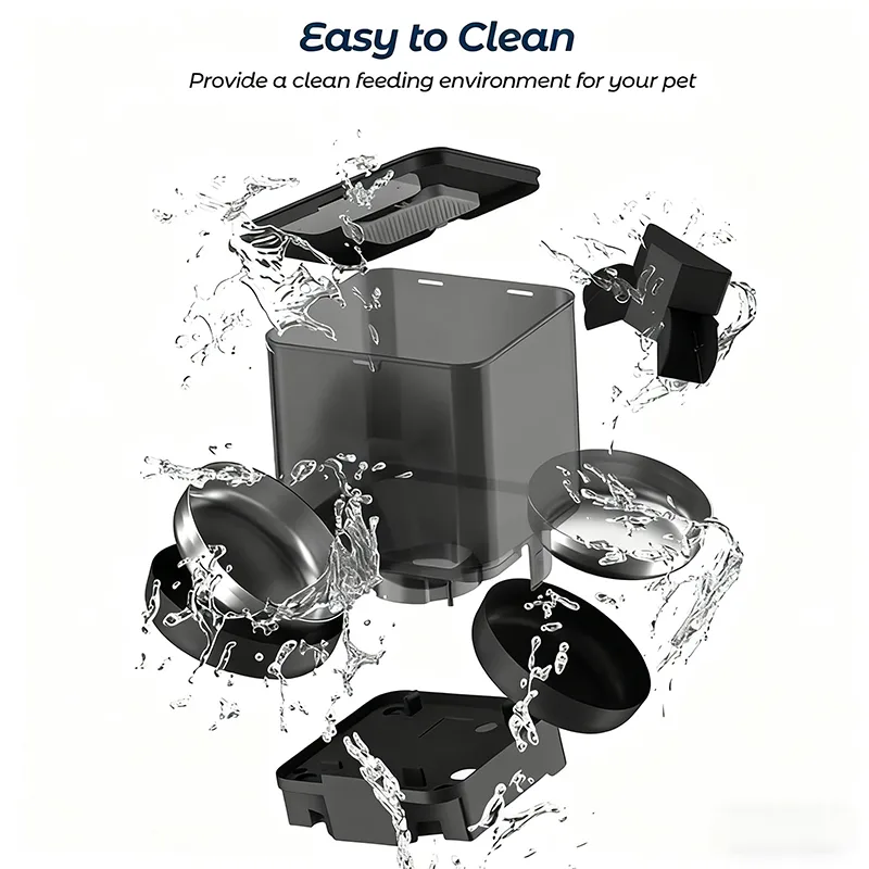 4L/6L OEM Dual Bowls Automatic Cat Feeder with Camera TUYA APP Stainless Bowl - detail