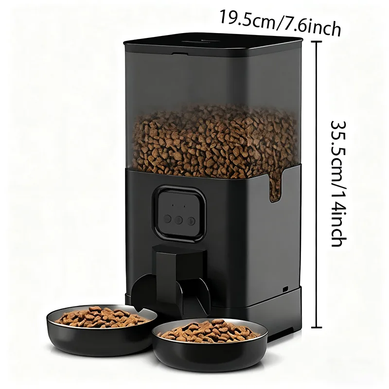 4L/6L OEM Dual Bowls Automatic Cat Feeder with Camera TUYA APP Stainless Bowl - detail
