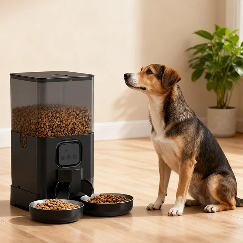 4L/6L OEM Dual Bowls Automatic Cat Feeder with Camera TUYA APP Stainless Bowl - detail