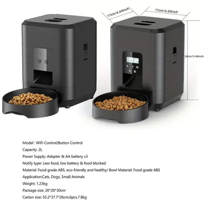 2L Smart Cat Feeder Automatic Dog Dry Food Dispenser Timed APP Control