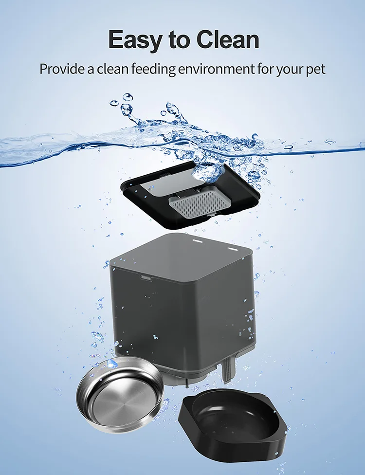 6L Stainless Steel Automatic Cat Feeder Timed Dry Food Dispenser Voice Recorder - detail
