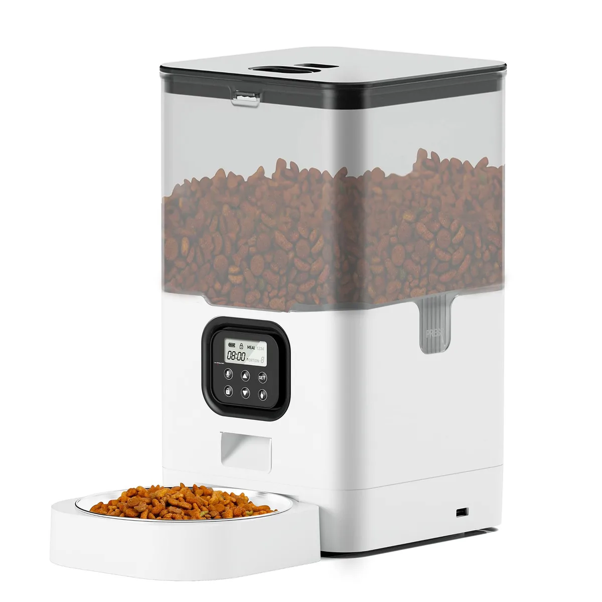 6L Stainless Steel Automatic Cat Feeder Timed Dry Food Dispenser Voice Recorder - detail