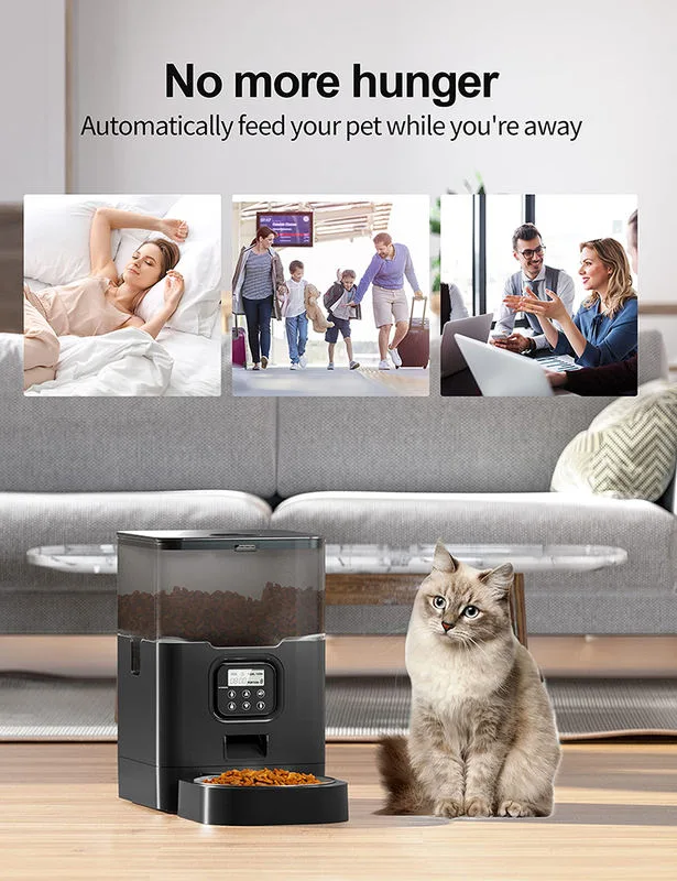 6L Stainless Steel Automatic Cat Feeder Timed Dry Food Dispenser Voice Recorder