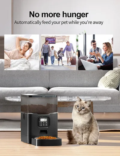 6L Stainless Steel Automatic Cat Feeder Timed Dry Food Dispenser Voice Recorder
