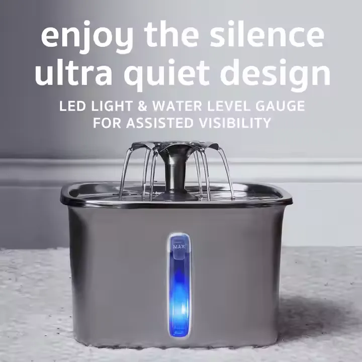 2.6L Stainless Steel Cat Water Fountain Automatic Pet Water Dispenser - detail