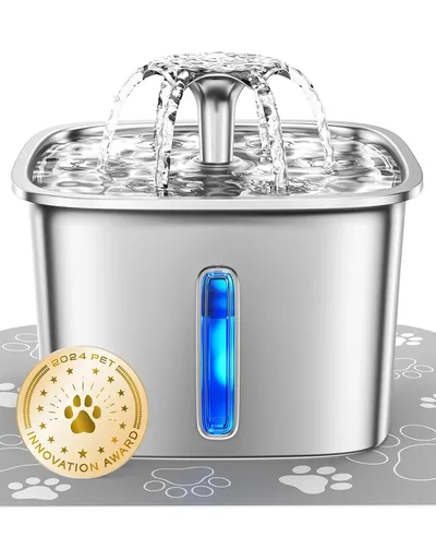 2.6L Stainless Steel Cat Water Fountain Automatic Pet Water Dispenser