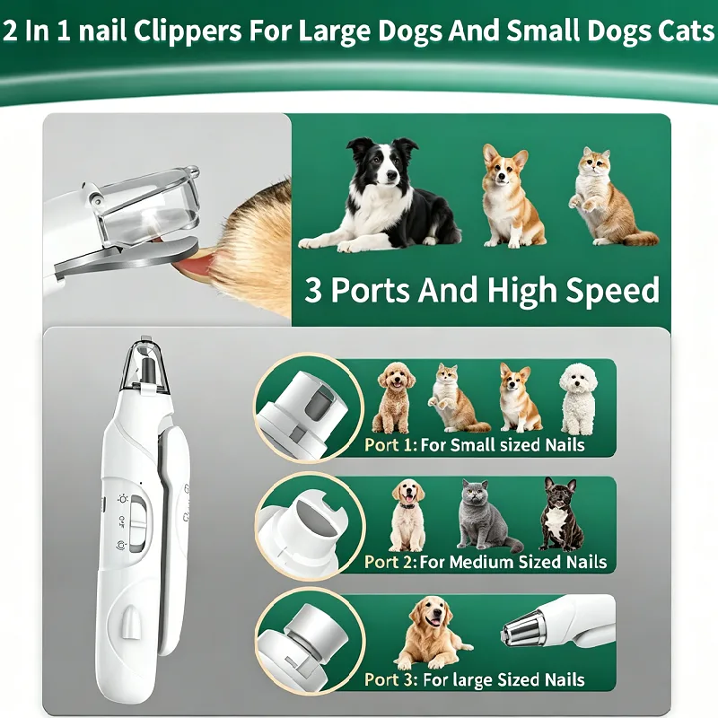 2-in-1 Rechargeable Automatic Pet Nail Grinder Eco-Friendly Grooming Tool - detail