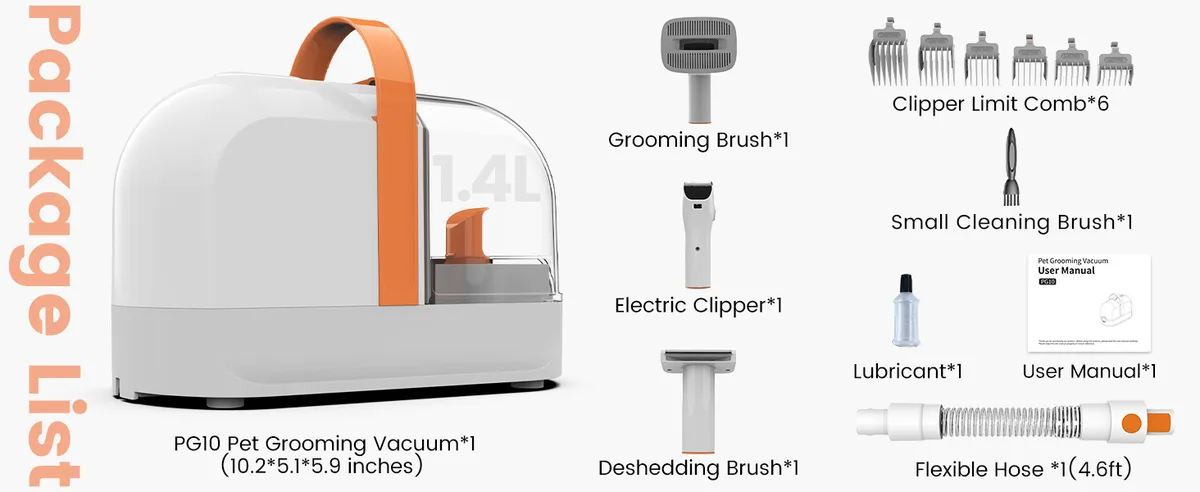 12000Pa Pet Grooming Vacuum Kit 150cm Hose Electric Clipper Brush Set - detail