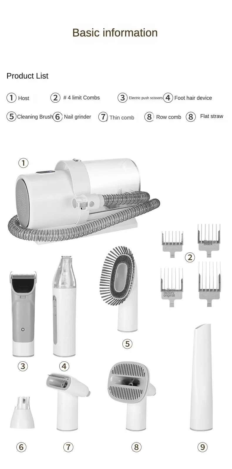 Pet Grooming Vacuum Cleaner Electric Clipper Slicker Brush Kit for Dog Cat - detail