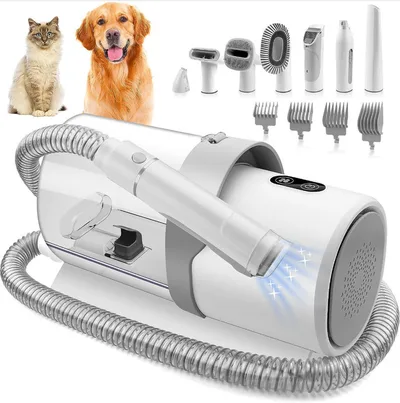Pet Grooming Vacuum Cleaner Electric Clipper Slicker Brush Kit for Dog Cat